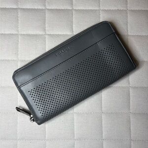Coach Gray Perforated Leather Wallet
